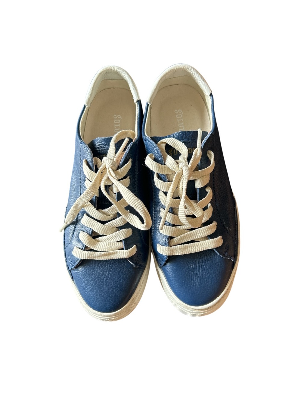 Soludos Ibiza Platform Sneakers in Marine Blue with Thick Cream Sole